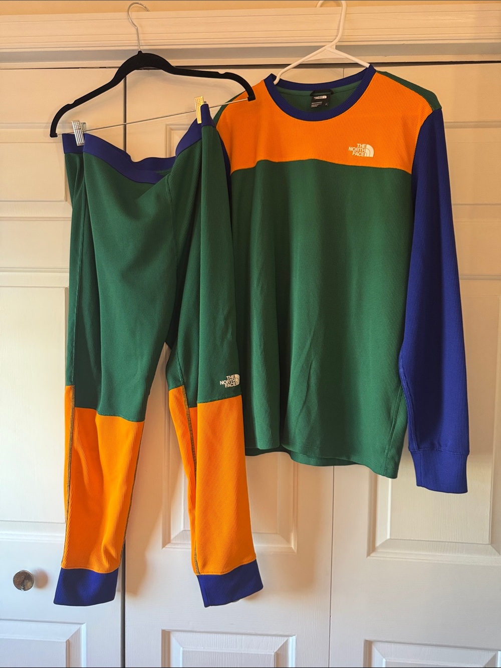 The North Face Kids Colorblock Green, Orange & Blue Pajama Set
